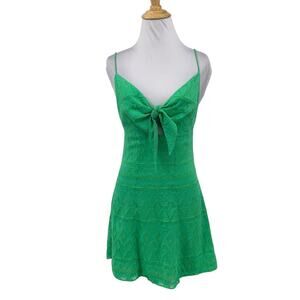 Alice + Olivia Dress Womens 0 Parakeet Roe Knotted Bow Silk Blend Lined Back Zip